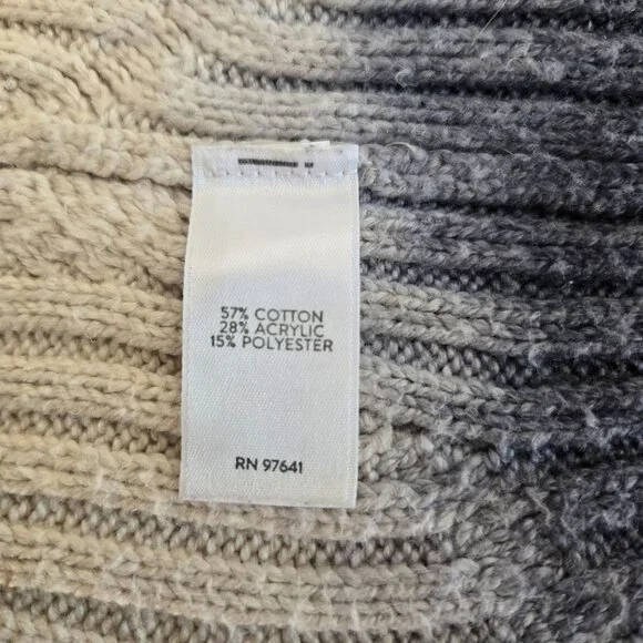 J.Jill Pure Jill Women's Cable Knit Cardigan Open Front Blue Ivory Tie-dye Large - Picture 16 of 16